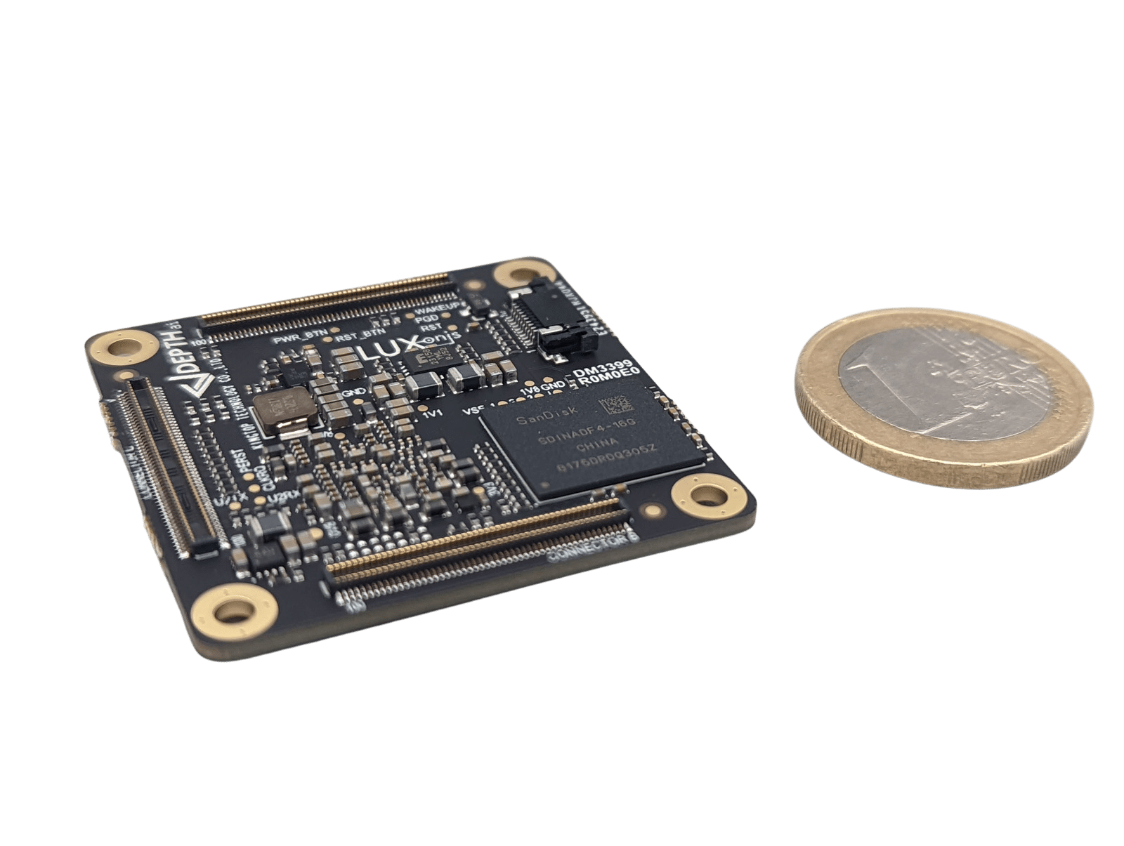 OAK-SoM MAX coin size comparsion